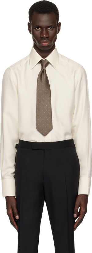 TOM FORD Off-White Silk Twill Slim Fit Shirt