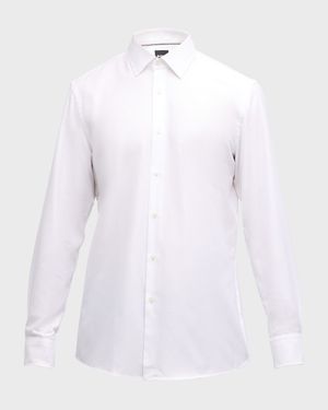 Men's Slim-Fit Textured Organic Cotton Dress Shirt