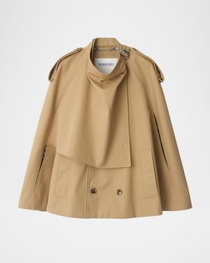 Double-Breasted Short Trench Cape