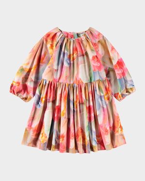 Girl's Ciera Long-Sleeve Floral Cotton Dress, Size 7-12