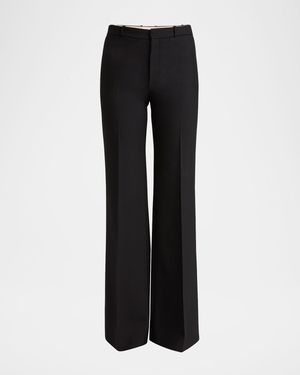 Flared Crepe Wool Trousers