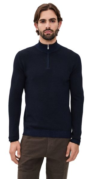 Fedeli Honeycomb Quarter Zip Sweater Midnight Navy 52