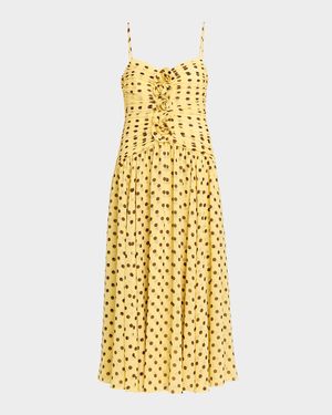 Camille Polka Dot Ruffled Midi Dress