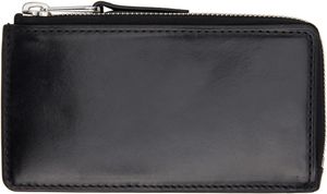 LEMAIRE Porte-carte noir en cuir patiné à glissière