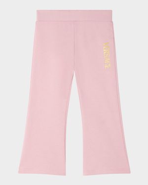 Girl's Laminated Logo-Print Sweatpants, Size 12M-4