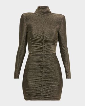 Luna Ruched Open-Back Metallic Mini Dress