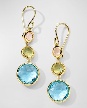 Lollitini 3-Stone Drop Earrings in 18K Gold