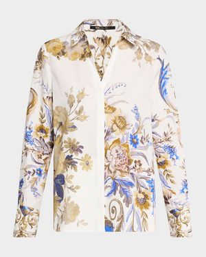 Laurent Floral-Print Cotton Blouse