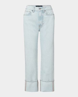 Dylan High-Rise Straight Cuffed Ankle Jeans
