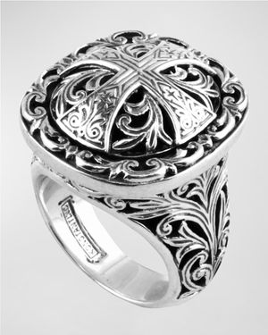 Sterling Silver Etched Cross Ring