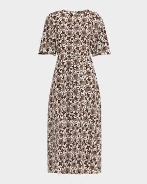 Varese Floral-Print Silk Midi Dress