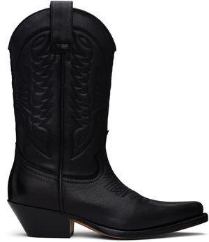 MM6 Maison Margiela Black Embroidered Cowboy Boots