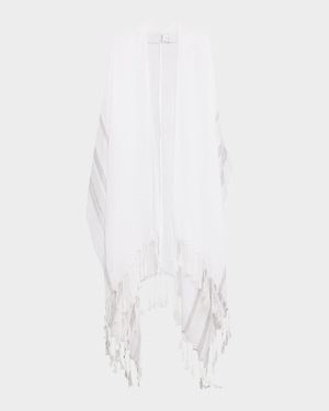 Metallic Striped Cotton-Linen Cape