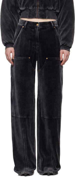 alexanderwang.t Pantalon de détente de style travail noir en velventine froissée
