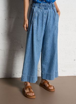 Suzie Winkle - Pantalon large aspect jean délavé - Taille 40 - Bleu