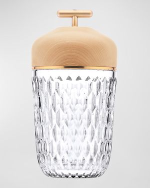 Folia Clear Woodbrushed Brass Finish Portable Lamp