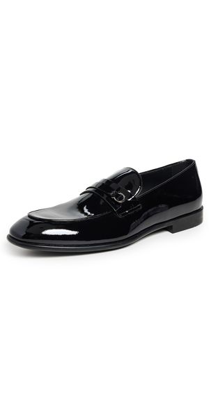 FERRAGAMO Desio Patent Leather Formal Loafers Nero 12.0E