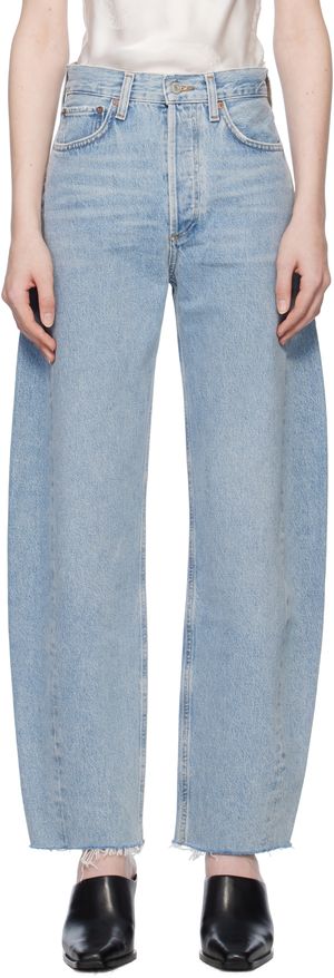 AGOLDE Jean Luna bleu à taille haute et à coutures extérieures incurvées