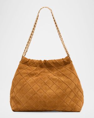 Fleming Quilted Suede Chain Hobo Bag
