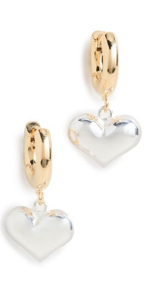 SHASHI Silver Heart Earrings Gold/Silver One Size