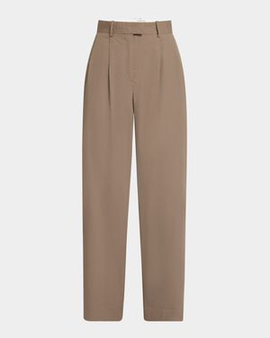 Alfidis Double Pleated Straight-Leg Cotton Pants