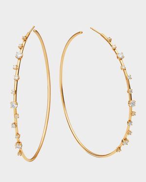 14k Solo Scattered Diamond Hoop Earrings