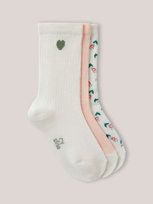 Cyrillus - Chaussettes côtelées puglia par lot de 3 - Taille 35/38 - Blanc