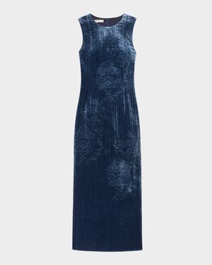 Baroque-Embroidered Velvet Midi Dress