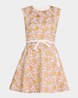 Floral Brocade Sleeveless Mini Dress