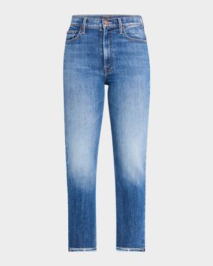 The High-Waist Rider Ankle Step Fray Jeans
