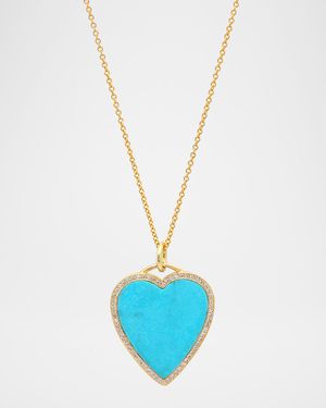 18k Inlay Heart Necklace with Diamonds