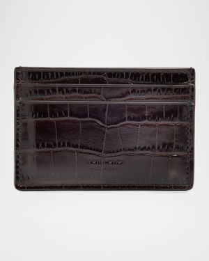 Men's Exotic Line Croc-Embossed Leather Card Case