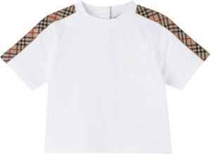 Burberry Baby White Check Trim Cotton T-shirt