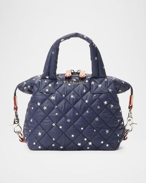 Sutton Micro Star-Print Quilted Top-Handle Bag