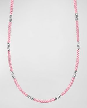 Sterling Silver Pink Caviar 3mm Rope Necklace