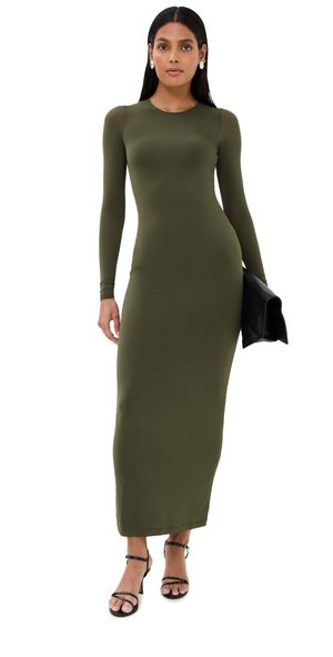 WARDROBE. NYC Sheer Long Sleeve Dress Military XXS