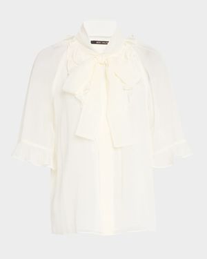 Monaco Ruffle Tie-Neck Blouse