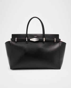 Diamond Belted Leather Top-Handle Bag