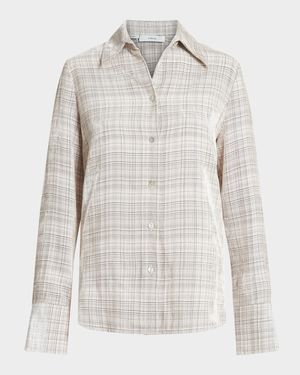 Plaid Button-Front Shirt