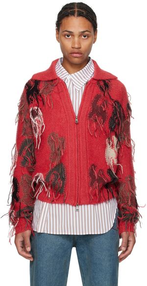 Andersson Bell Red Intarsia Rainbow Sweater