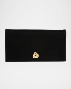 Eloise Velvety Crystal Knot Flap Clutch Bag