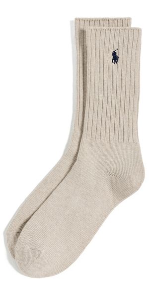 Polo Ralph Lauren Cotton Rib Crew Socks Taupe 10-13