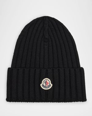 Ribbed Wool Logo Beanie