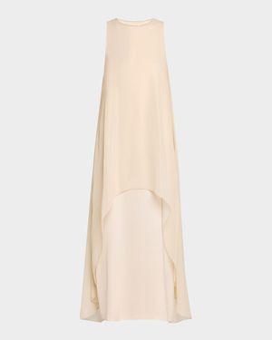 Sleeveless Chain-Trim Layered Maxi Dress