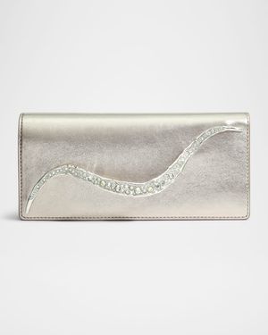 Crystal Curve Metallic Leather Clutch Bag