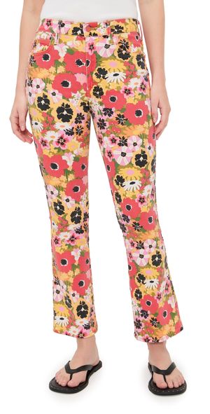MOTHER Mid Rise Smokin Double Flood Jeans Flowers Al Fresco 25