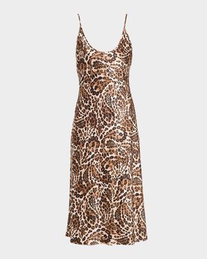 Chalia Leopard-Print Silk Slip Dress