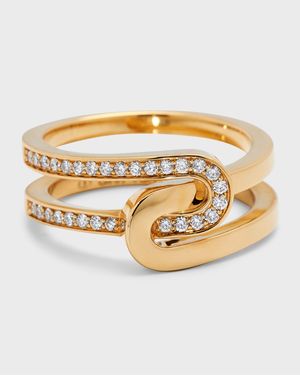 Yellow Gold Mail Diamond Ring, Size 54