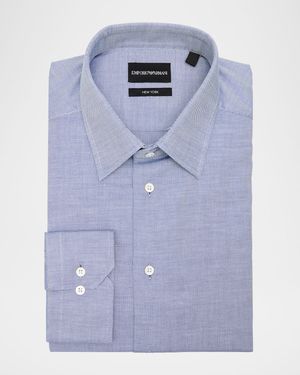 Men's Cotton Micro-Texture Point Collar Dress Shirt