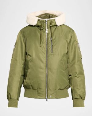 Men's August Bomber Jacket with Shearling-Trimmed Hood